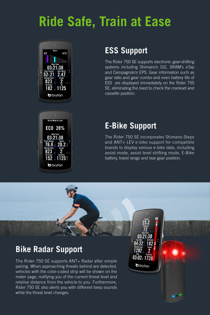 Bryton - Rider 750 SE GPS bike computer, Omnibikeparts